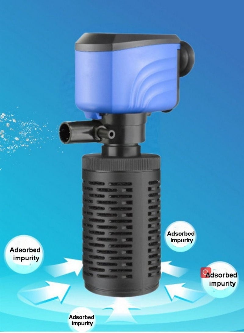 25W (600l/H) Silent Internal Aquarium Filter Cleaning Water And Air Pump And Wave Health Fish And Turtle Blue Black - Image 3