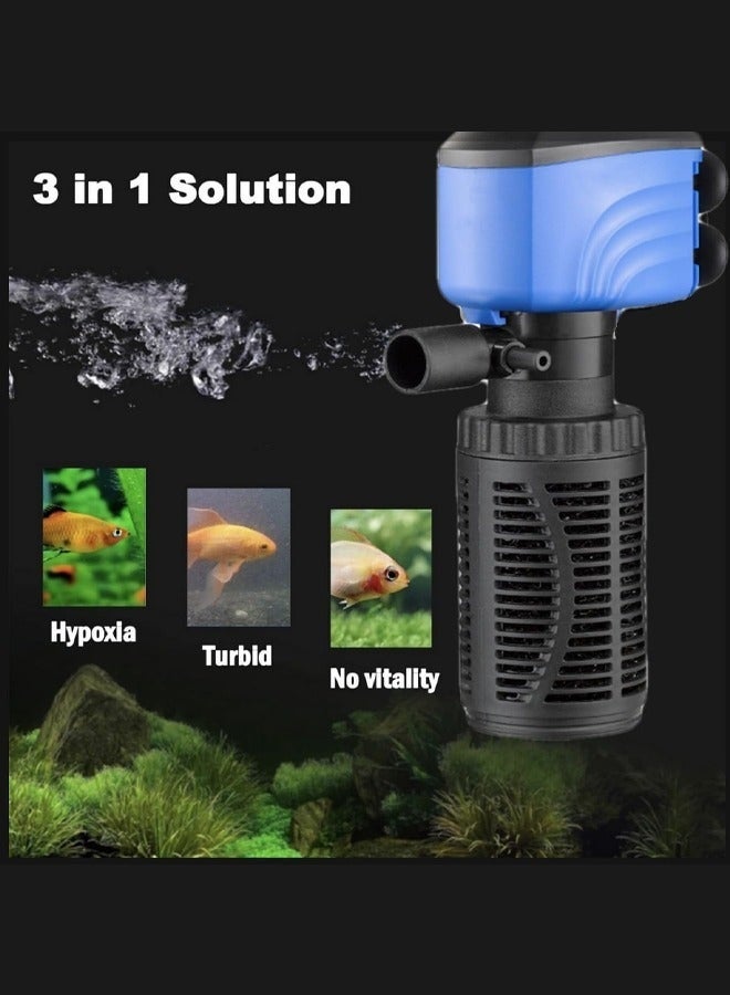 25W (600l/H) Silent Internal Aquarium Filter Cleaning Water And Air Pump And Wave Health Fish And Turtle Blue Black - Image 5