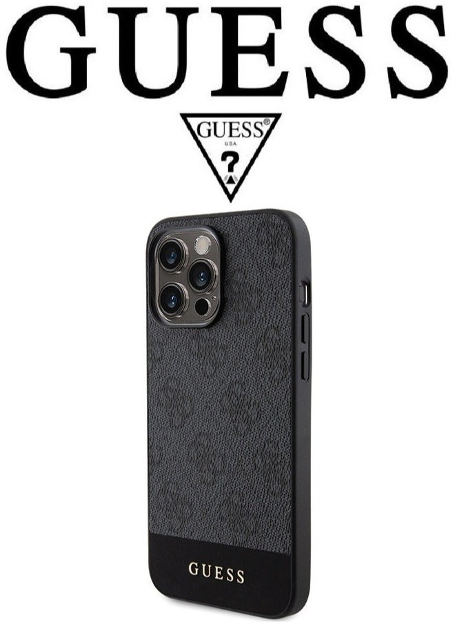 CG MOBILE IPhone 15 Pro Max cover, iphone 15 pro max case with  french design, cover iphone 15 pro max with a logo and a leather design approved by the global brand Guess. From CG-MOBILE. In Black.  - Image 2