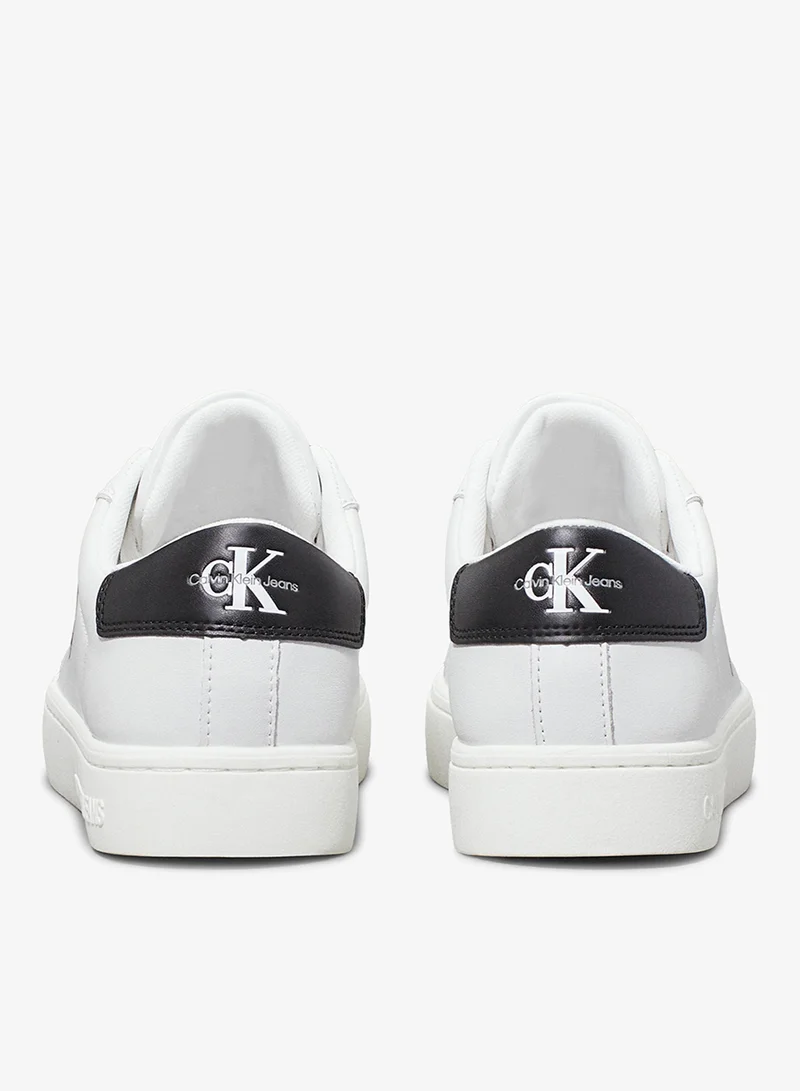Calvin Klein Jeans Bright White/Black Leather Trainer for Women | Best Price UAE