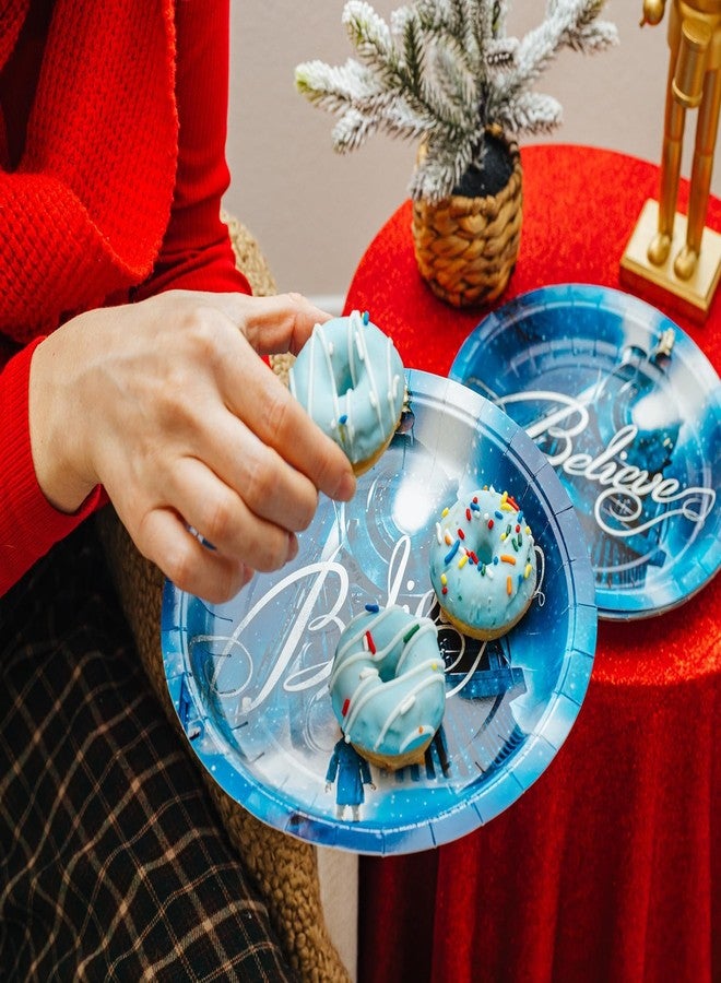 Silver Buffalo 8ct Polar Express Train Arrival 9-Inch Paper Plates Tableware Set, Blue - Image 5