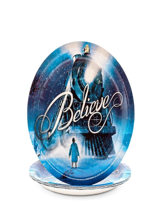 Silver Buffalo 8ct Polar Express Train Arrival 9-Inch Paper Plates Tableware Set, Blue - Image 2
