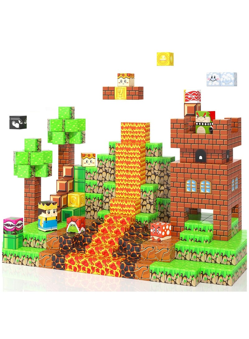 Magnetic Blocks-60 PCS Magnetic Building Blocks Magnetic Cubes Stacking, Build Magnetic Blocks Set, STEM Sensory Toys for Kids Boys Girls Ages 3 4 5 6 7 8 9 10, Perfect Gifts for Kids - Image 1