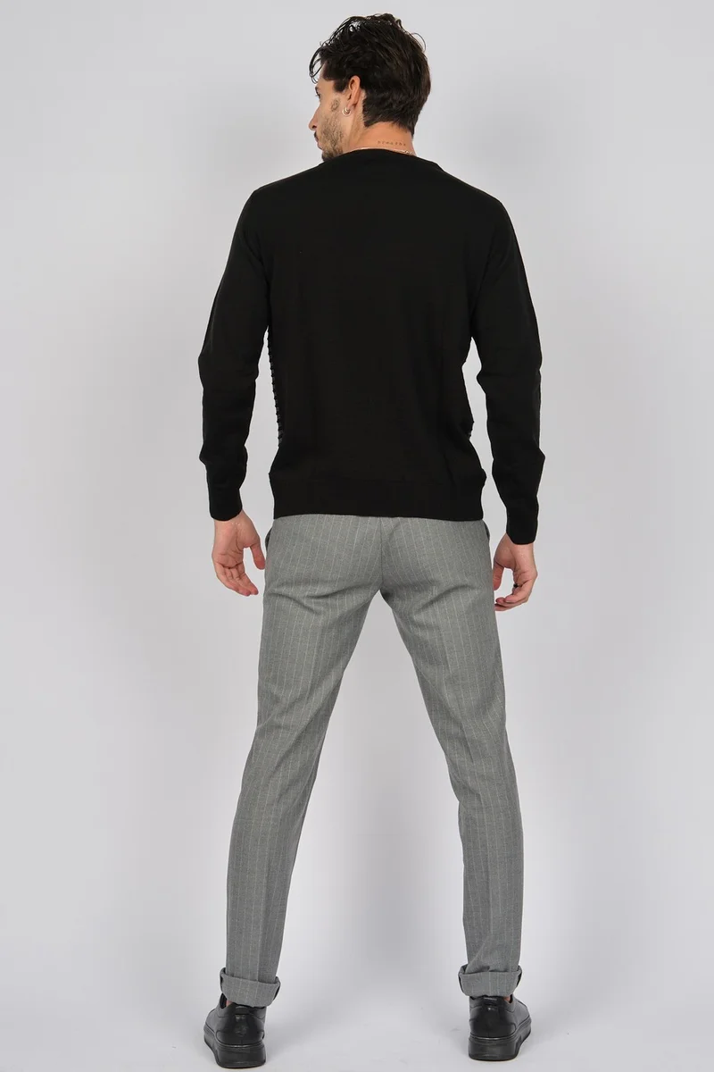 ديسين تريكو Patterned Knitwear Men's Crew Neck Patterned Wool Sweater 0249639 Black