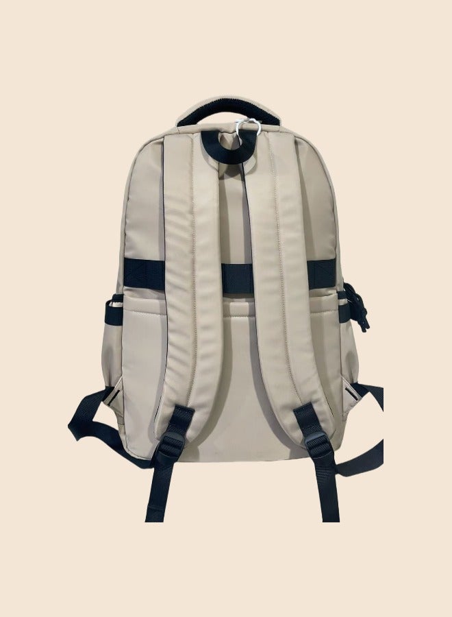 Beautiful Fashionable Beige Tactical Style Laptop Backpack, Student Backpack, Lightweight Backpack, Adjustable Shoulder Strap Backpack, Minimalist Aesthetic Student Backpack.  - Image 2