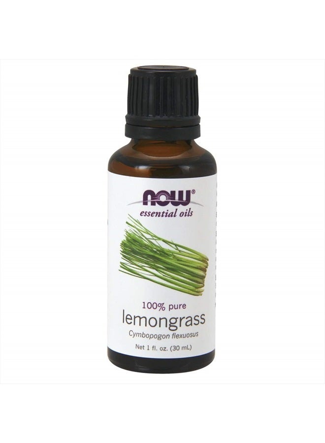 Now Foods NOW Essential Oils, Lemongrass Oil, Uplifting Aromatherapy Scent, Steam Distilled, 100% Pure, Vegan, Child Resistant Cap, 1-Ounce  - Image 1