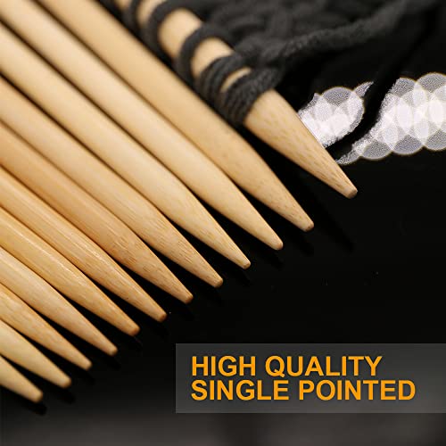 BetyBedy 36PCS Bamboo Knitting Needles Set, BetyBedy Single Pointed Knitting Needles, 9 Inches Length Knitting Crochet Supplies for Beginners Handmade (18 Sizes from 2.0mm-10.0mm) - Image 3
