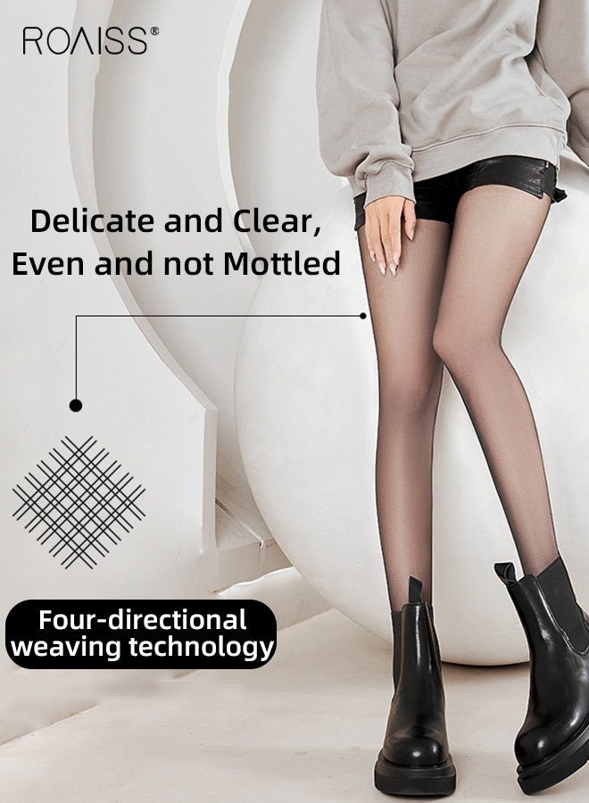 roaiss Women 3 Pairs Sheer Tights with Reinforced Toes, Versatile Pantyhose with Stretchy Flexible Fit, Cozy Stockings for Ladies, Easy to Pair with Clothes and Skirts - Image 2
