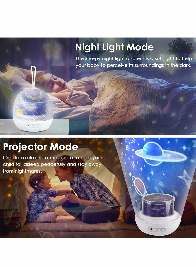 KASTWAVE Night Light Projector, Silent Star Lights Rotaing Projector Galaxy Projector Light for Baby Kids Bedroom with 4 Projection Films 15 Colors, White - Image 3