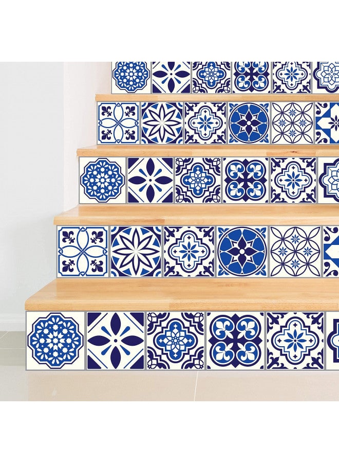 WALPLUS 24pcs 6" Peel and Stick Vinyl Backsplash Tiles Stickers Tile Paint Removable Waterproof Self-Adhesive Decals Vinyl Home Kitchen Bathroom Spring Easter Decoration (Spanish & Moroccan Blue) - Image 2