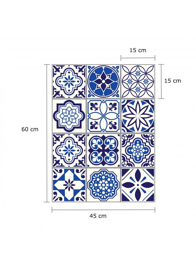 WALPLUS 24pcs 6" Peel and Stick Vinyl Backsplash Tiles Stickers Tile Paint Removable Waterproof Self-Adhesive Decals Vinyl Home Kitchen Bathroom Spring Easter Decoration (Spanish & Moroccan Blue) - Image 4
