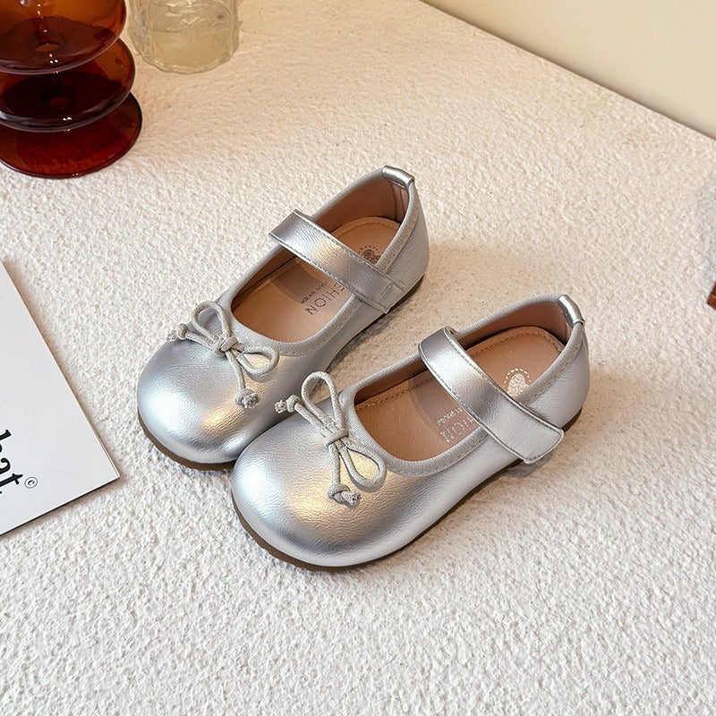 Girls'' Leather Shoes Spring and Autumn 2026 New Model Children''s Princess Shoes Little Girl Grandma Flats Silver Soft-Soled Baby Shoes - Image 1