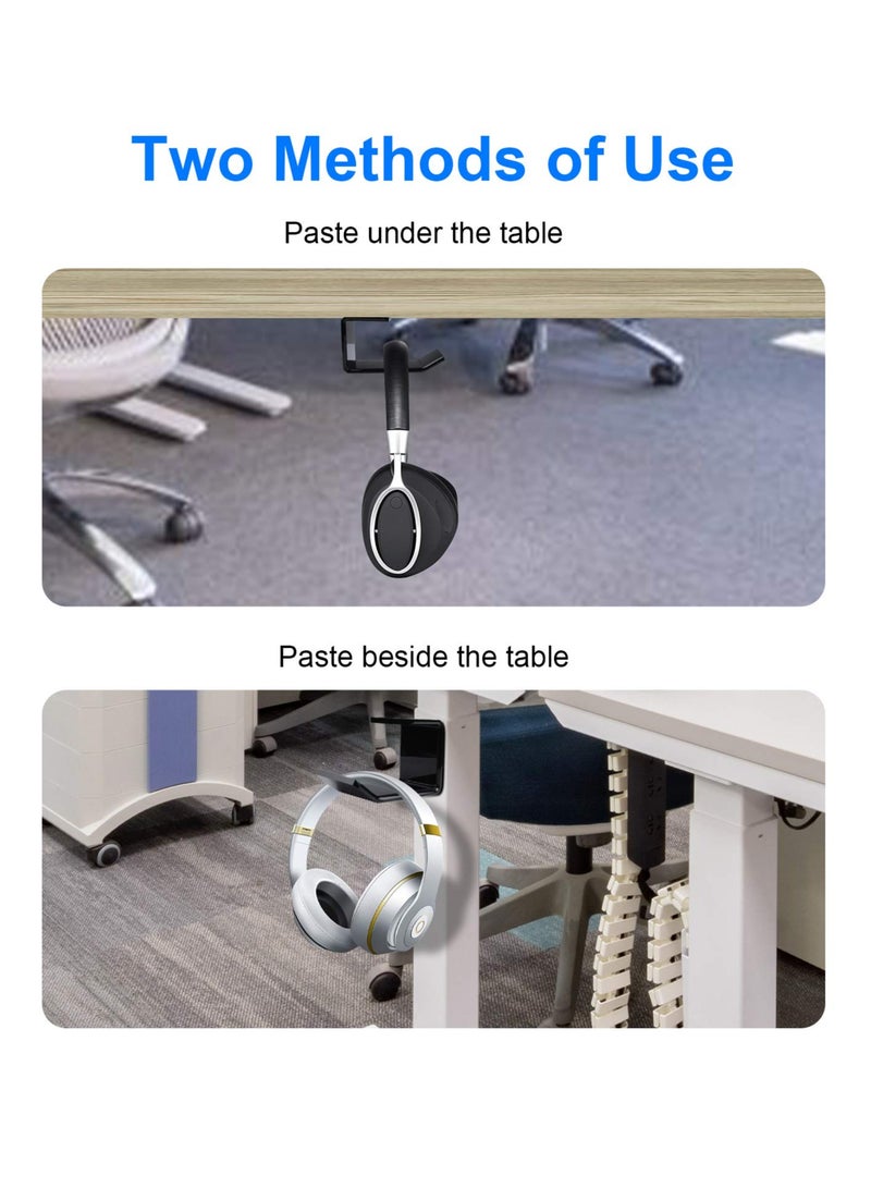 SYOSI Headphone Stand Hook, 2pcs Under Desk Stick-On Universal Headset Mount Hanger Earphone Holder Mount for Gaming Headphones, Earphones, Beats, Sony, Sennheiser, AKG, Bose - Image 4