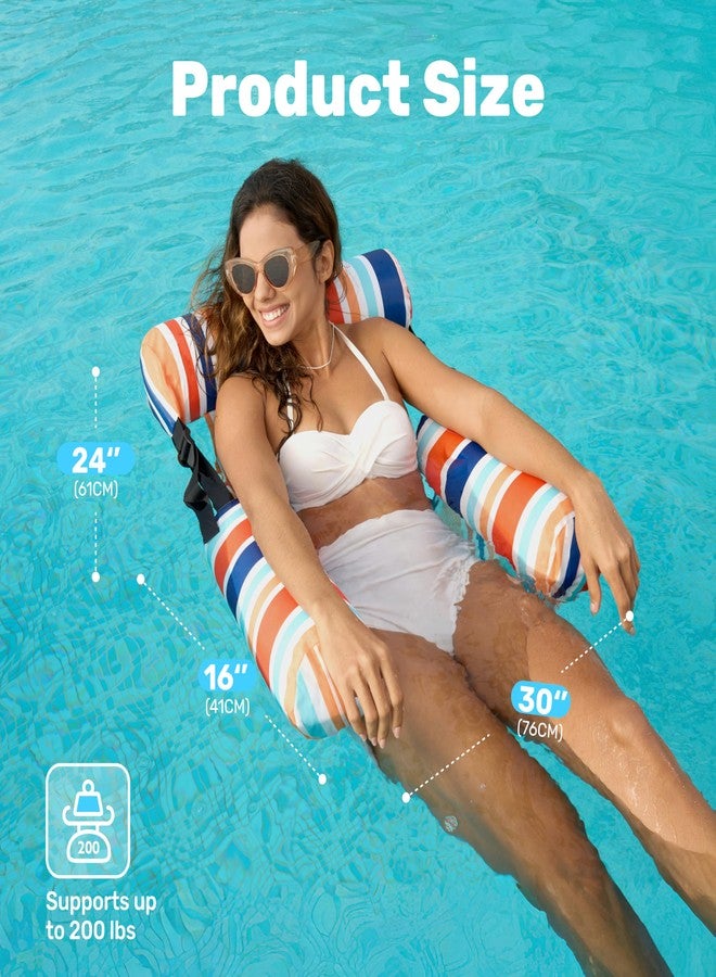 Sloosh مجموعة سلوش المكونة من 3 كراسي استرخاء لحمام السباحة، كراسي أرجوحة عائمة بنمط مخطط، كرسي عائم لحمام السباحة، عوامة قابلة للنفخ لحمام السباحة في الهواء الطلق، الشاطئ، حمام السباحة، البحيرة - Image 5