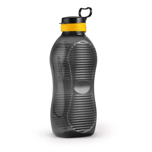 SOPL-OLIVEWARE Oliveware King 2 Litre Water Bottle | For Home, Office & Gym | 2000 ML Jumbo Size | Sturdy with Holder | BPA Free Premium Bottle | Best Big 2L Bottle - Black Yellow - Image 1