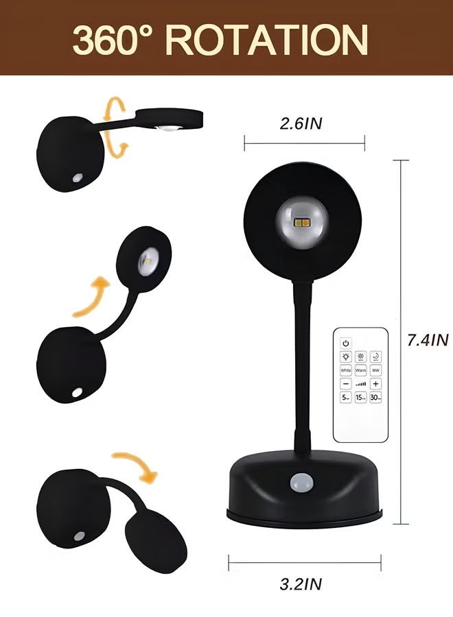 سفيندا مصباح حائط LED قابل لإعادة الشحن مع جهاز تحكم عن بعد قابل للدوران 360 درجة - إضاءة صور لاصقة تعمل بالبطارية لعرض الأعمال الفنية وغرف النوم والممرات (لا تحتاج إلى أسلاك) - Image 5