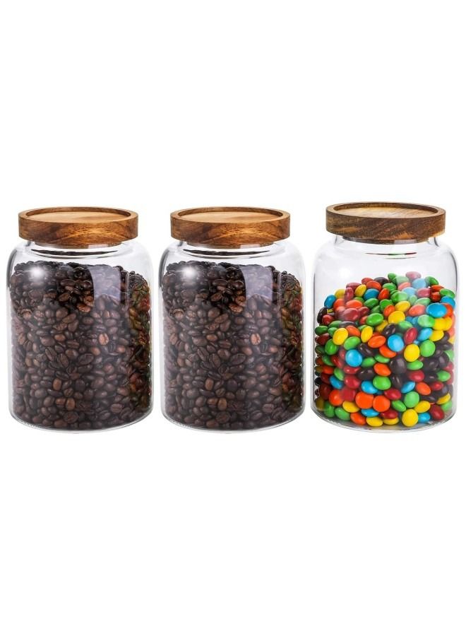 GGEROU Airtight Glass Storage Jar with Acacia Wood Air-tight Lid,3 Pack Borosilicate Glass Kitchen Canisters 1250ml  - Image 1