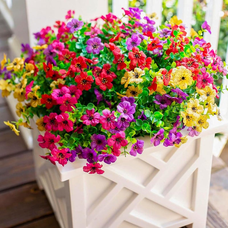 florisso Artificial Fake Plants Flowers for Outdoor Outside Spring Summer Decoration, 12 Bundles Faux Silk Colorful Mix Daisy UV Sun Resistant Realistic for Porch Patio Home Planter Window Box Yard - Image 3