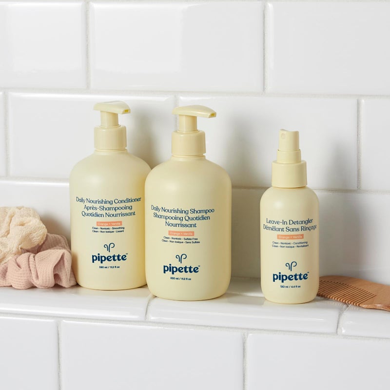 Pipette Daily Nourishing Shampoo - Tear Free Shampoo for Kids, Adds Moisture, 100% Plant-Derived Squalane and Quinoa, Orange + Vanilla Aroma, 11.2 fl oz - Image 3