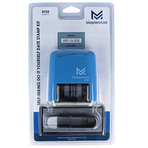 MasterMark Self-Inking DIY Date Stamp Kit - 1-5/8"x 1"Impression - Blue and Red Ink (8755) - Image 3