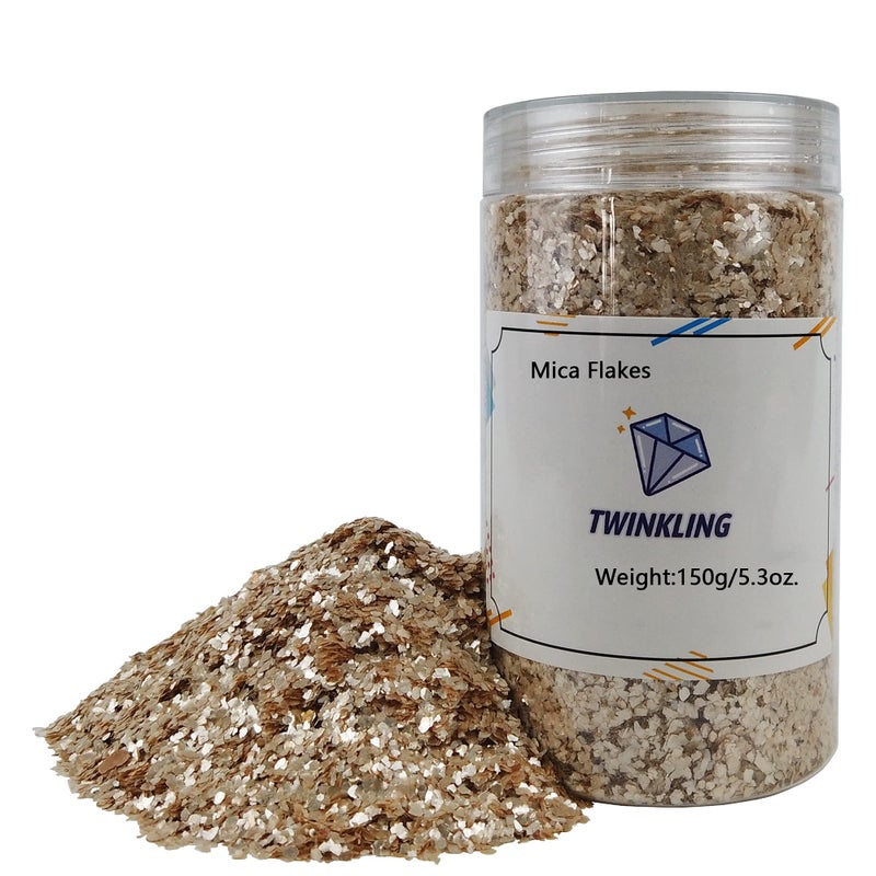 TWINKLING Natural Colored Gilding Flakes GlitterMica Flakes Leaf for DIY Resin Art Crafts Nail Art PaintingJewelry Making 052mm150g53oz Pearl White
