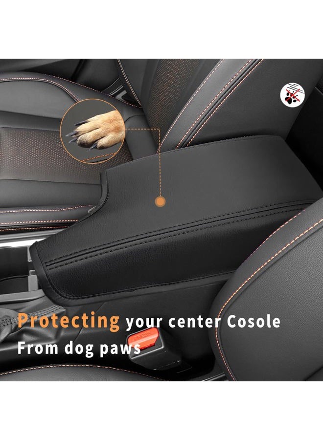 INTGET Car Center Console Armrest Cover for 2021 2022 2023 Subaru Crosstrek 2018 2019 2020/Impreza Accessories 2017-2023 Leather Arm Rest Box Lid Middle Console Cover Seat Protector (Black Stitches) - Image 2