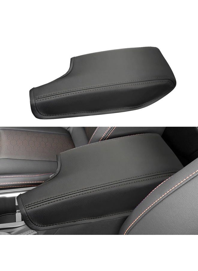 INTGET Car Center Console Armrest Cover for 2021 2022 2023 Subaru Crosstrek 2018 2019 2020/Impreza Accessories 2017-2023 Leather Arm Rest Box Lid Middle Console Cover Seat Protector (Black Stitches) - Image 1