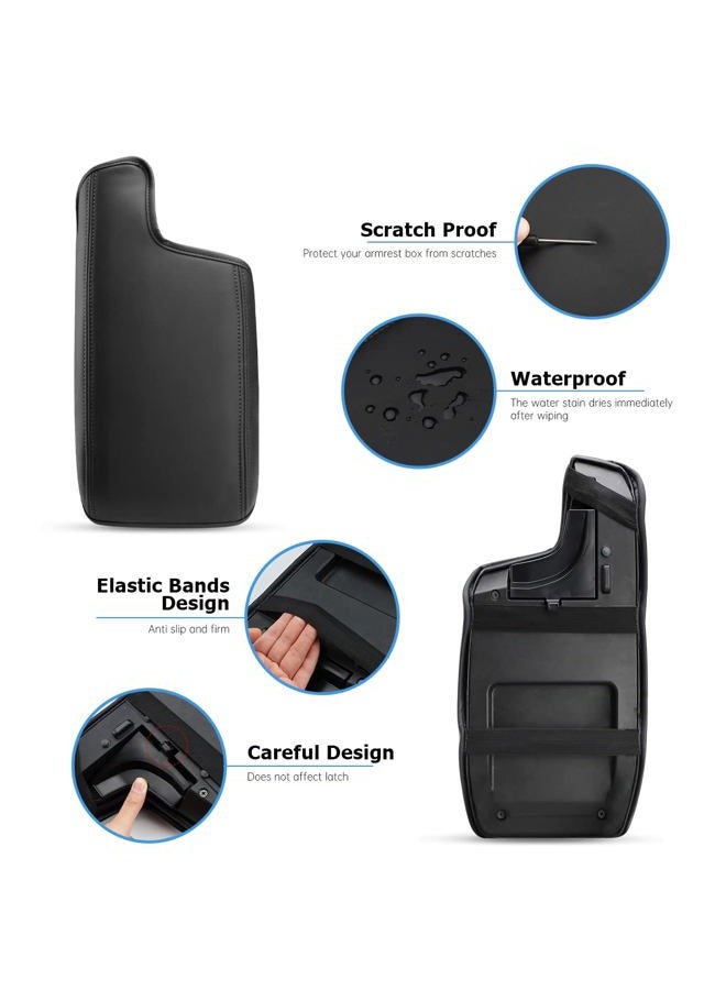 INTGET Car Center Console Armrest Cover for 2021 2022 2023 Subaru Crosstrek 2018 2019 2020/Impreza Accessories 2017-2023 Leather Arm Rest Box Lid Middle Console Cover Seat Protector (Black Stitches) - Image 5