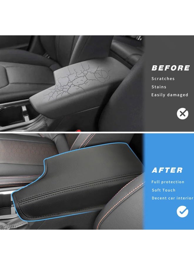 INTGET Car Center Console Armrest Cover for 2021 2022 2023 Subaru Crosstrek 2018 2019 2020/Impreza Accessories 2017-2023 Leather Arm Rest Box Lid Middle Console Cover Seat Protector (Black Stitches) - Image 3