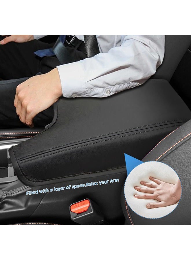 INTGET Car Center Console Armrest Cover for 2021 2022 2023 Subaru Crosstrek 2018 2019 2020/Impreza Accessories 2017-2023 Leather Arm Rest Box Lid Middle Console Cover Seat Protector (Black Stitches) - Image 4