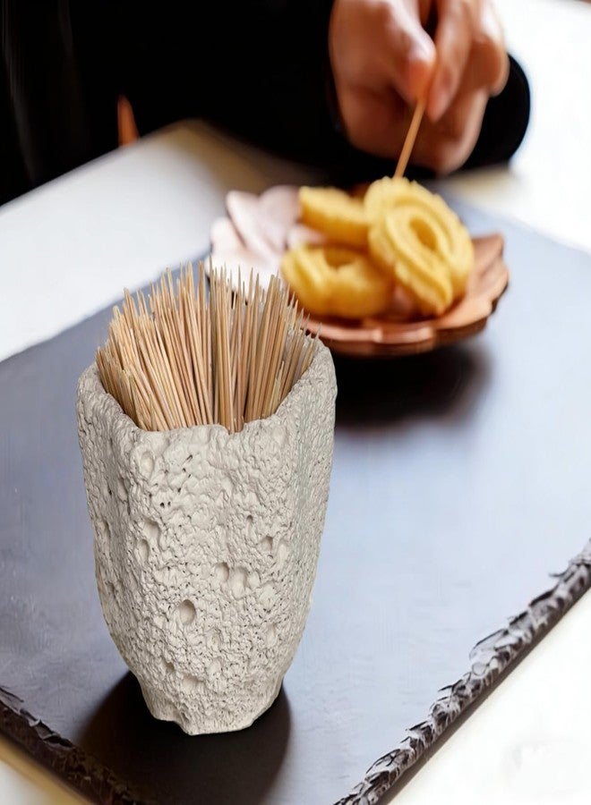 stablerice Concrete Toothpick Holder Dispenser with 200 Picks,Toothpick Dispenser for Kitchen Home Restaurant Dining Room Birthday Hostess Thanksgiving Christmas Gift for Friend Family Concrete Decoration - Image 2