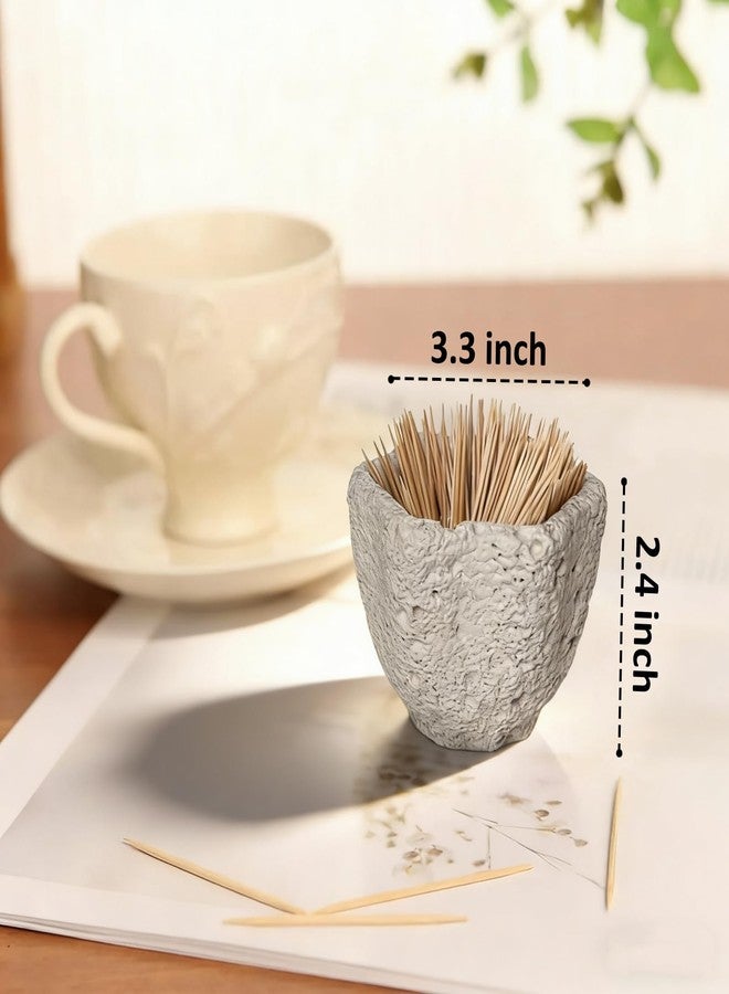 stablerice Concrete Toothpick Holder Dispenser with 200 Picks,Toothpick Dispenser for Kitchen Home Restaurant Dining Room Birthday Hostess Thanksgiving Christmas Gift for Friend Family Concrete Decoration - Image 4