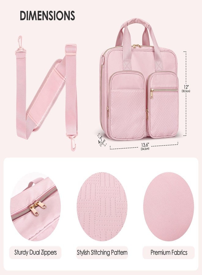 Prokva 3 Ring Zipper Binder, 2 Inch Ring Binder Organizer Bag with Shoulder Strap Fits 13 Inch Laptop and 500 Sheets, Pink (Empty Bag Only) - Image 4