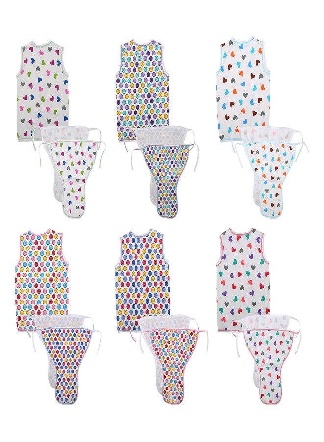 First Kids Step Babies Cotton Clothing Set (Di-Cut-HosieryVest-Nappieset-3-6 Months, Multi-Coloured, 3-6 Months, Set of 6) - Image 2