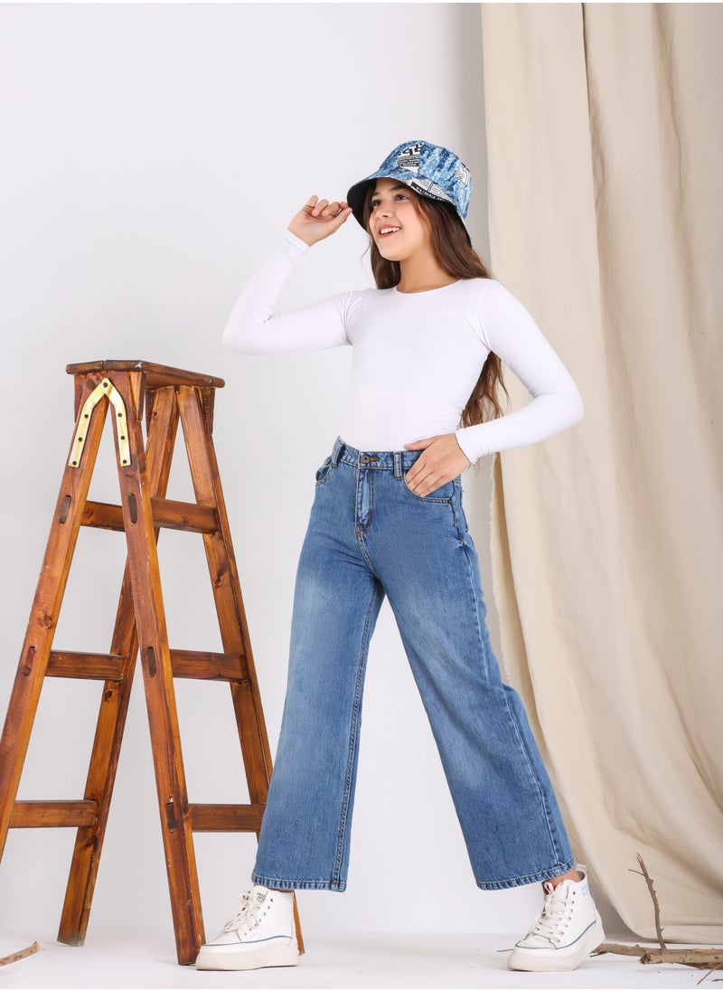 JBS DENIM - Wide Leg Jeans Trousers For Girls Light Blue Color - Image 1