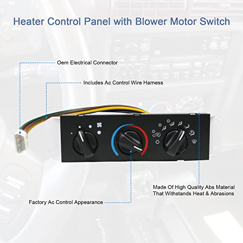 DICMIC HVAC A/C Heater Control Panel with Blower Motor Switch for 1999-2004 Jeep Wrangler TJ Replace# 55037473AB, BL101, HS-373 - Image 4