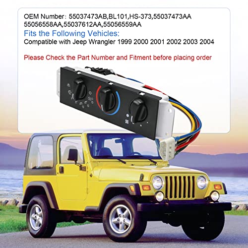 DICMIC HVAC A/C Heater Control Panel with Blower Motor Switch for 1999-2004 Jeep Wrangler TJ Replace# 55037473AB, BL101, HS-373 - Image 3