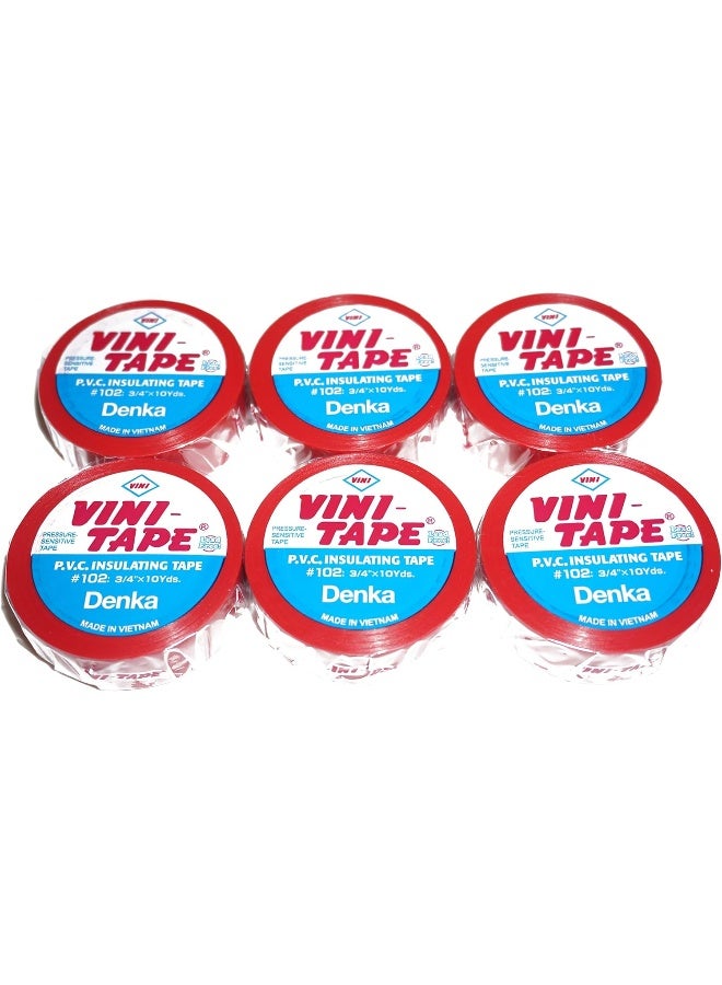 Vini-Tape Pvc Electrical Insulation Tape 6-Rolls Red - Image 1