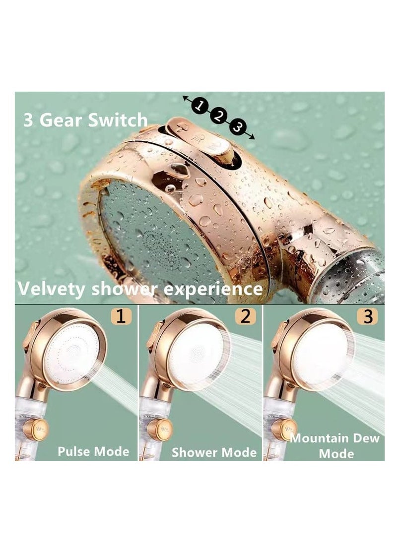 Hand Shower Head, Handheld Turbo and Air Booster Shower, 3-speed Adjustment, High Pressure Water Saving, Pause Button, Filter Filter, Adjust Water Volume, Easy Installation - Image 3