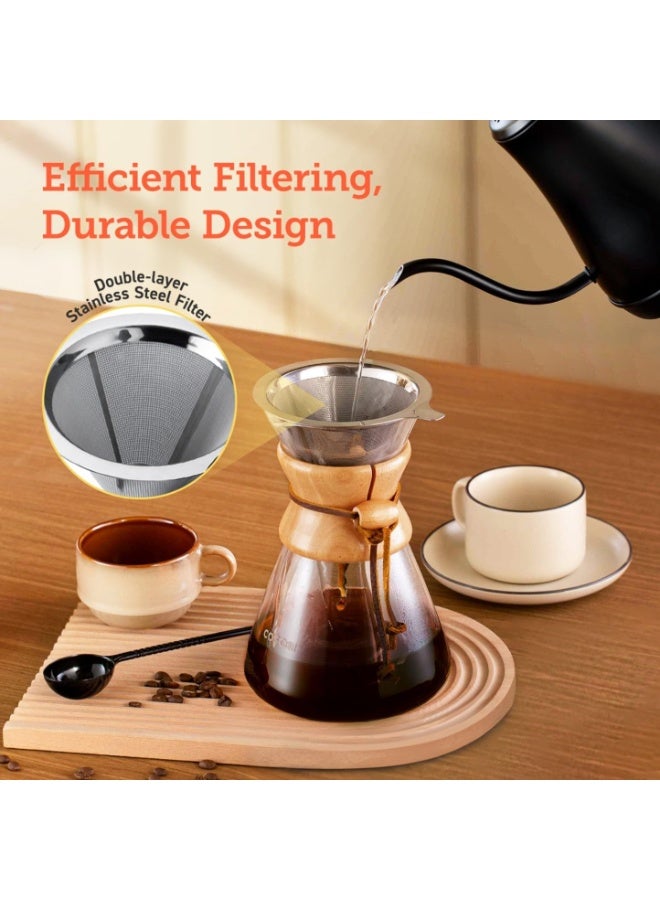 COSORI Pour Over Coffee Maker with Double Layer Stainless Steel Filter, 8-Cup, 34oz, Drip Coffee Maker, Coffee Dripper Brewer, High Heat Resistant Carafe, also for Camping, Hiking - Image 2
