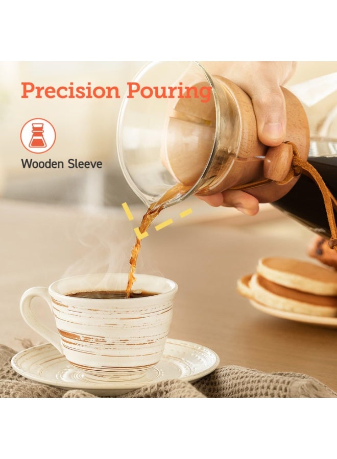 COSORI Pour Over Coffee Maker with Double Layer Stainless Steel Filter, 8-Cup, 34oz, Drip Coffee Maker, Coffee Dripper Brewer, High Heat Resistant Carafe, also for Camping, Hiking - Image 1
