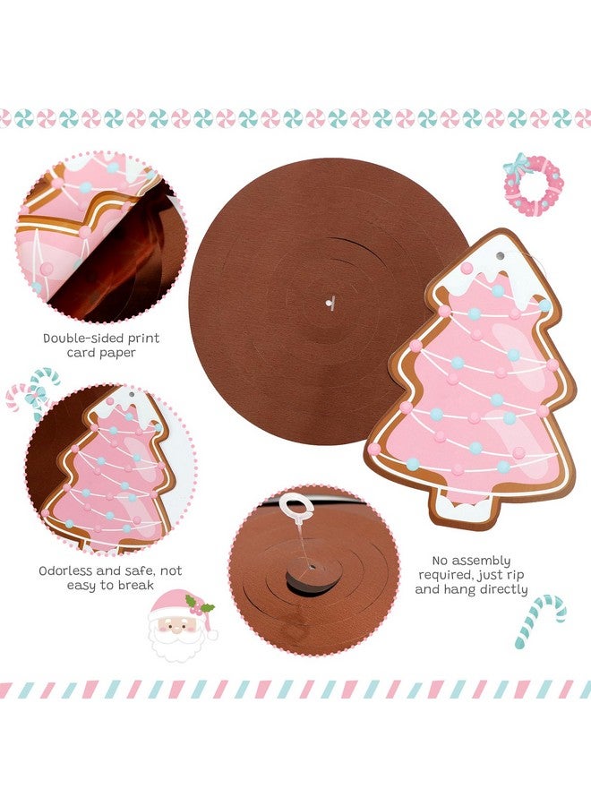 K KUMEED 20 Pcs Gingerbread Man Theme Party Hanging Swirls Ceiling,Pink Cute Christmas Party Hanging Swirls Foil Ceiling Decor for Birthday Baby Shower Xmas Party Decor - Image 2