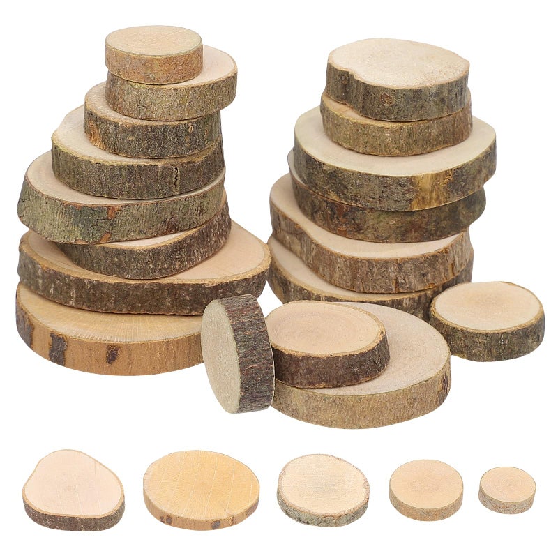Tinksky Wood Slices Log Slices for DIY Crafts Wedding Centerpieces,100pcs - Image 1