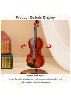Beauenty Violin Music Box - Classical Music Box Mini Replica Instrument Crafts Decoration Gift Craft Home Office Ornament  - Image 3