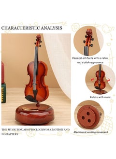 Beauenty Violin Music Box - Classical Music Box Mini Replica Instrument Crafts Decoration Gift Craft Home Office Ornament  - Image 5