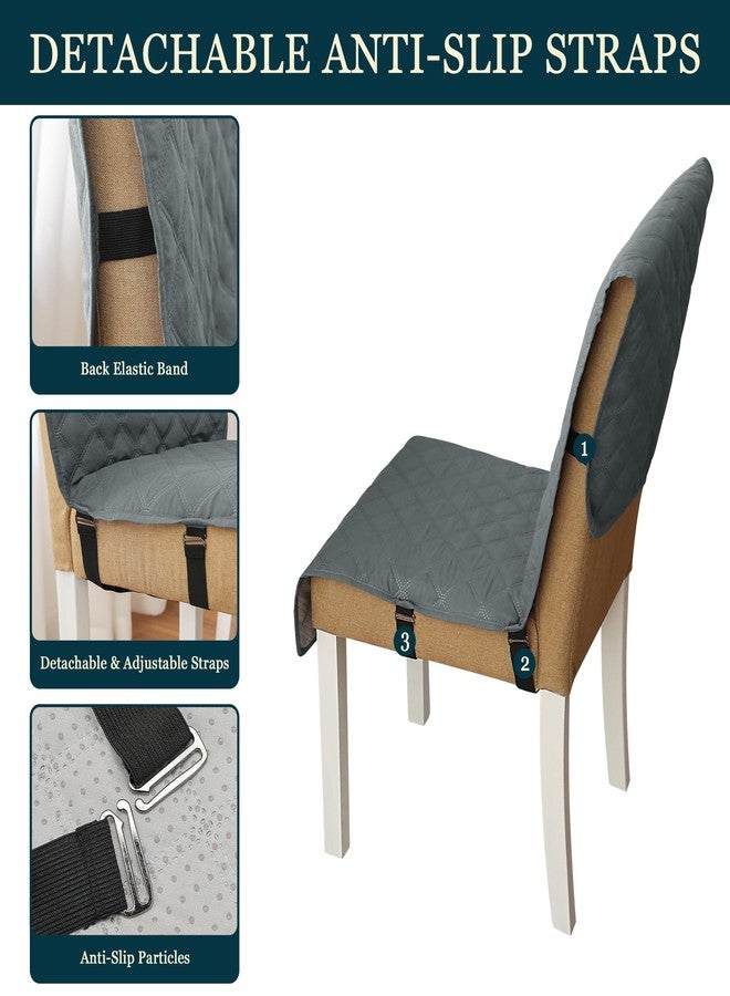 Yonus Waterproof Dining Chair Cover Office Chair Cover Water Resistant Dining Room Chair Cover Kitchen Chair Slipcover Computer Chair Cover with Anti-Slip Buckle (Grey, 1PCS) - Image 5