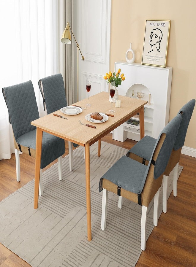 Yonus Waterproof Dining Chair Cover Office Chair Cover Water Resistant Dining Room Chair Cover Kitchen Chair Slipcover Computer Chair Cover with Anti-Slip Buckle (Grey, 1PCS) - Image 2