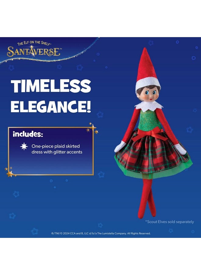 The Elf on the Shelf The Elf on the Shelf Claus Couture Gifts and Glamour Party Dress for Your Scout Elf - Includes Timeless Red and Green Plaid Party Dress with Sparkly Green Bodice  - Image 2