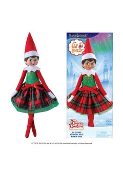The Elf on the Shelf The Elf on the Shelf Claus Couture Gifts and Glamour Party Dress for Your Scout Elf - Includes Timeless Red and Green Plaid Party Dress with Sparkly Green Bodice  - Image 1