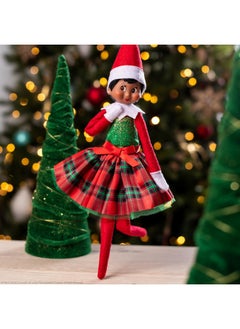 The Elf on the Shelf The Elf on the Shelf Claus Couture Gifts and Glamour Party Dress for Your Scout Elf - Includes Timeless Red and Green Plaid Party Dress with Sparkly Green Bodice  - Image 5